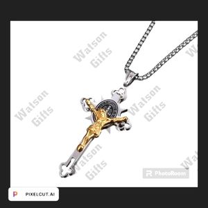 COPY - Unisex St. Benedict Jesus Crucifix Titanium Chain Pendant